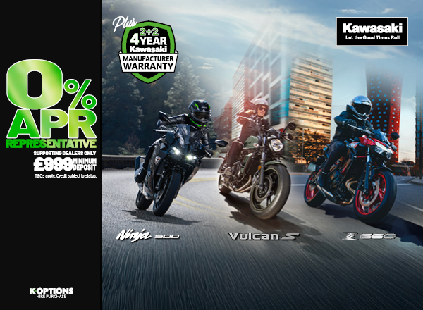 Enjoy 0% HP and 5.9% PCP on a wide range of Kawasaki machines! 