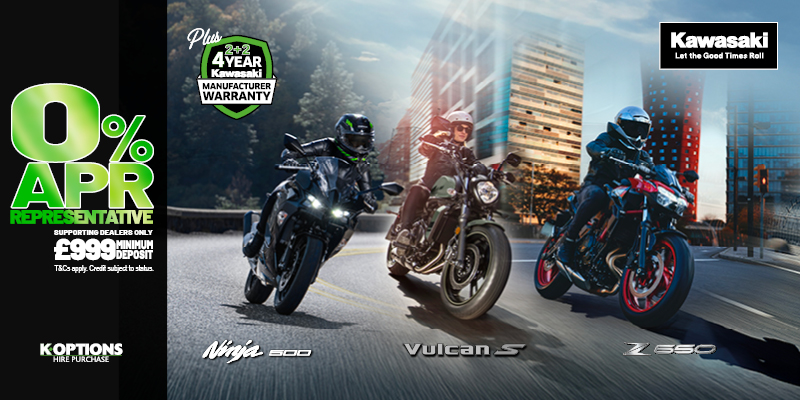 Enjoy 0% HP and 5.9% PCP on a wide range of Kawasaki machines! 